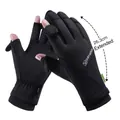 Black windproof cycling gloves featuring flip-top touch screen fingers, 26.3cm length - M / Extended Version / Black