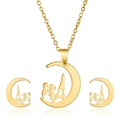 Goldschmuck-Set mit Mondsichel-Anhänger, romantischer Silhouette und passenden Ohrsteckern - KC Goldene Mondsichel Paar (2933)