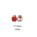 Macro view of 11x14mm red enamel apple fruit alloy pendant charm with gold metal back - Red Apple #15 (11*14mm)