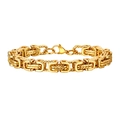 Men's vintage golden stainless steel Byzantine chain bracelet with lobster clasp - Gold / 23CM