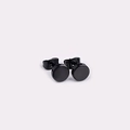Minimalist matte black stainless steel circular stud earrings with butterfly backs - Black 7mm Pair