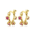 Elegante goldene Creolen mit runden rosa Zirkonia-Steinen in einer Vier-Krallen-Fassung - Rosarot (Rosaroter Zirkonia)