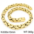 Cadena Bizantina gruesa de 13mm en acero inoxidable dorado con cierre de caja para hombre - 13mm (KN289085-KJX) / Dorado