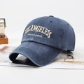 Navy blue washed vintage cotton baseball cap with Los Angeles 3D embroidery detail - Adjustable / Washed Navy Blue