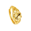 Bague ouverte dorée élégante avec design de fleur creuse et anneau en métal ajustable - Tournesol
