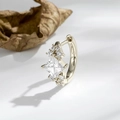 Elegant gold square zircon earring with pave accents on a white surface with leaf - Light Coffee Gold (Single Piece) (A1013-5)
