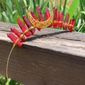 Handmade red crystal moon crown headband with golden wire wrapping for women - Dark Red Crystal Gold Wire Gold Moon