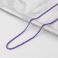 Macro detail of purple matte box chain necklace with smooth metallic texture links - Purple