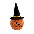 Crochet orange Halloween pumpkin doll with a black wizard hat and jack-o-lantern face - B Pumpkin + Magic Hat