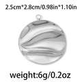 Silver round ripple pendant in 304 stainless steel with textured wavy surface finish - Round Wave (TP0550) / Silver