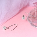 Sparkling S925 silver hook earrings with white crystal pave ball charms for women - White