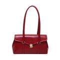 Elegante tiefrote Vintage-Achseltasche aus Kunstleder mit goldenem Rundverschluss - 27*10*16 / Rot