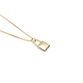 Minimalist gold lock pendant necklace with sleek box chain on a clean white background - 0310 Gold Box Chain with Lock Pendant