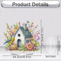 Acrylic DIY diamond painting stand with birdhouse and flowers, including size dimensions - Bird & Floral (Style 4)
