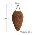 Handmade dark brown teardrop crochet hanging basket for kitchen storage, size 36x20cm - Dark Brown