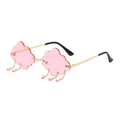 Pink cloud-shaped rimless sunglasses with gold temples and teardrop charms - Gold Frame Translucent Pink