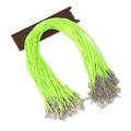Green Korean wax cord necklace string with silver lobster clasp and extender chain - Light Green