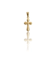 Classic 24k gold-plated stainless steel cross pendant with a matte satin finish - DZ07 (Cross) / Gold