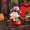 Statuina di dama della dinastia Tang in hanfu rosso che legge un libro decor - 1056-1D Grande Lettura