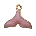 Pink whale tail enamel pendant charm with gold metal plating for DIY jewelry making - Pink Mermaid Tail