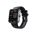 F57L Smartwatch with black silicone strap and square case showing fitness tracking data - Silicone Strap / Black English Version