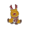 Cartoon enamel reindeer brooch with red scarf and antlers on a white background - C1852-1-Cartoon Reindeer