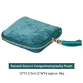 Peacock green velvet mini jewelry travel case with 6 layers and elegant tassel zipper - Peacock Green (6 Layers) Tassel Style