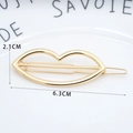 Elegant gold lip-shaped metal hair clip alloy barrette 6.3cm long for women - Lip Shape Gold