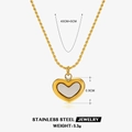18K gold plated stainless steel necklace with a minimalist heart pendant on white background - Heart White Shell Necklace (ZN424-2)