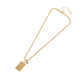 Goldene Edelstahlkette mit griechischem Musteranhänger und blauer böser Blick Perle - 2# Rechteckiger Stil (5680404523381)