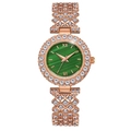 Women's rose gold luxury watch with sparkling crystals and a textured green dial face - Rose Gold Green Face