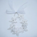 Fascia per capelli con fiori in pizzo bianco per neonata con strass e tulle - Bianco (Sei Fiori)