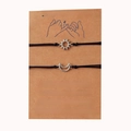 Pinky promise braided rope bracelets with sun and moon pendants on a display card - Pinky Promise Silver Tone