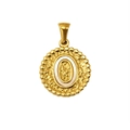 Pendentif doré en acier titane 18K avec lettre O, texture martelée et bordure perlée chic - Lettre O (S-P173-O)
