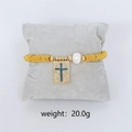 Bohemian gold beaded bracelet with blue cross pendant and white baroque pearl, 20g - Turquoise Color Cross Charm Bracelet (Gold)
