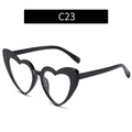 Fashionable heart-shaped sunglasses in glossy black finish with minimalist glitter accent - Black Frame Clear Lenses