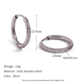 Silver 316L stainless steel hoop earrings with AAA cubic zirconia in a minimalist style - 16mm / Silver
