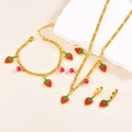 Parure bijoux fraise en acier inoxydable avec collier bracelet et boucles d'oreilles - Collier + Bracelet + Boucles d'oreilles