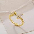 Exquisite gold butterfly ring featuring sparkling micro-pave cubic zirconia accents - Adjustable Open / 【J536】Gold Minimalist Zircon Butterfly Ring