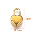 Golden heart-shaped padlock pendant accessory with 19mm by 11.5mm size dimensions - Big Heart Lock-4 / Gold