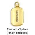 Close-up of golden rectangular pendant featuring vertically set round clear zircons - Gold Letter I Pendant (Without Chain)