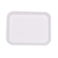White rectangular tiered plastic fruit tray with decorative cutout edges for dessert display - Large Square Tray