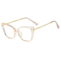 Cat eye glasses in transparent champagne with slim gold metal temples for women - Champagne Gold (C9)
