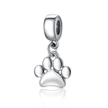 Polished silver paw print pendant charm for DIY bracelets and necklaces with mirror finish - Polished Pet Paw Print Style (DGB418)