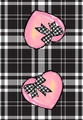 Absorbent microfiber dish towel with pink hearts and black white checkered bow design - Pink Heart and Bow (MB1-23)