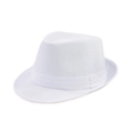 Classic white linen fedora hat with matching satin band for a summer gentleman style - Adult (Approx. 58cm) / Plain Cloth-White