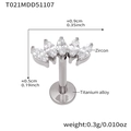 Titanium alloy labret stud with fan-shaped crown of five marquise-cut zircons - Steel Color Lip Stud (T021)