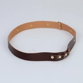Brown braided leather accessory strap with gold metal studs and snap button detail - 56-58cm / Brown and Gold Metal Rivet Snap Strap (AB14)