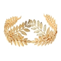 Detail der goldenen Lorbeerblattkrone mit metallischer Blattstruktur für Brautfrisuren - Gold