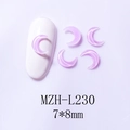 Macro shot of 7x8mm purple translucent crescent moon resin charms for nail art - Purple Moon Style (L230)